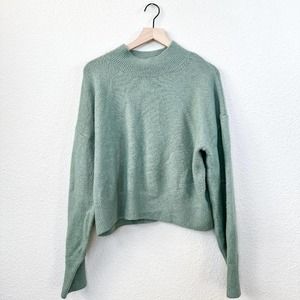 & Other Stories Crewneck Knit Sweater bubble sleeves by in Green Size Large